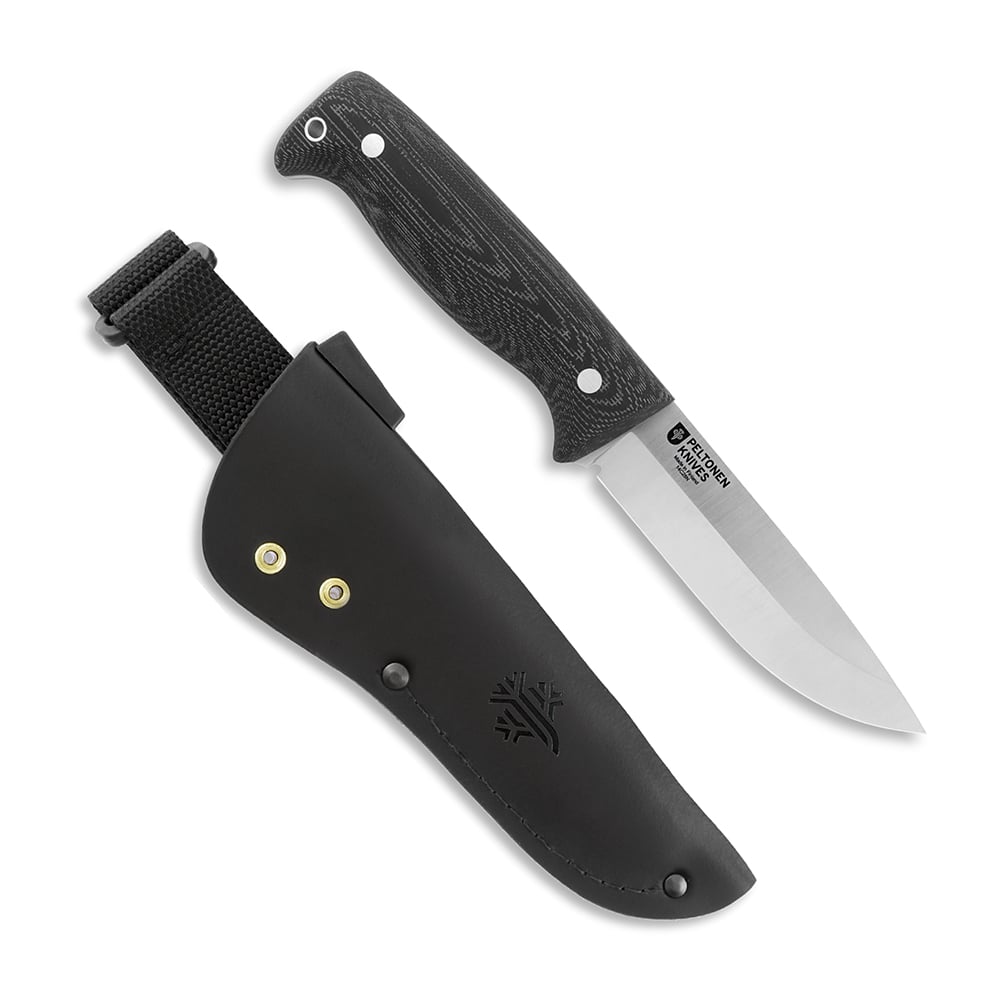 FJP501 - M07 Ranger Puukko 14C28N, kožené pouzdro, Micarta Black
