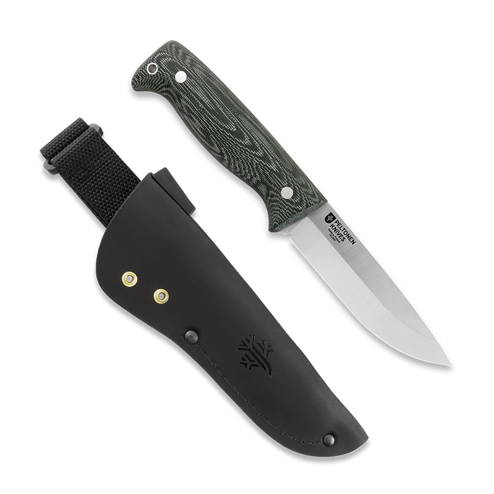 FJP502 - M07 Ranger Puukko 14C28N, kožené pouzdro, Micarta Green